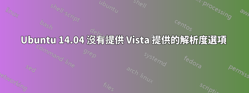 Ubuntu 14.04 沒有提供 Vista 提供的解析度選項