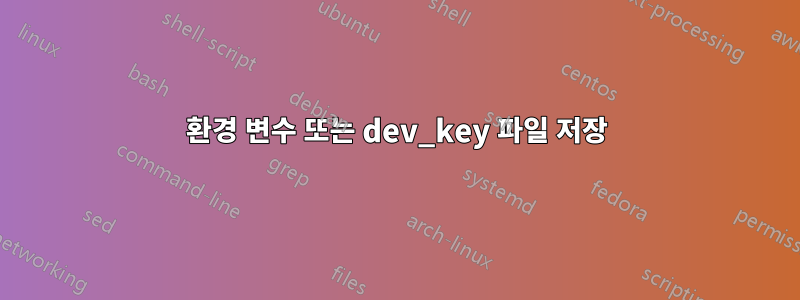 환경 변수 또는 dev_key 파일 저장