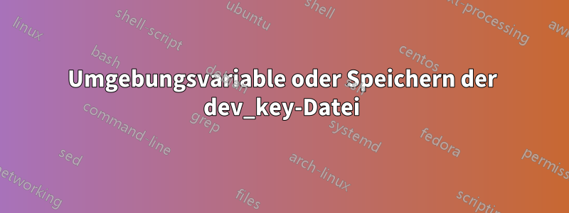 Umgebungsvariable oder Speichern der dev_key-Datei