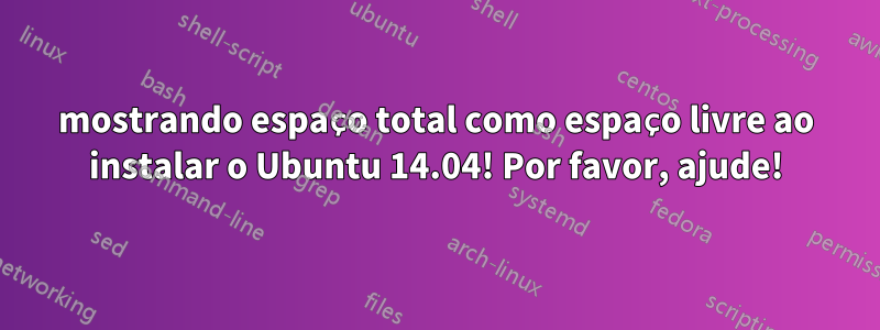 mostrando espaço total como espaço livre ao instalar o Ubuntu 14.04! Por favor, ajude!