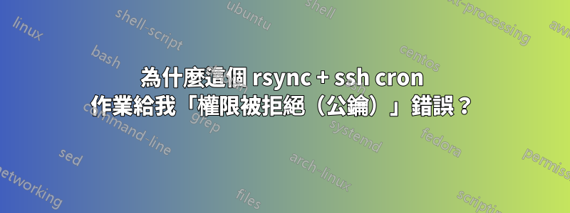 為什麼這個 rsync + ssh cron 作業給我「權限被拒絕（公鑰）」錯誤？