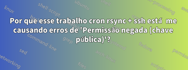 Por que esse trabalho cron rsync + ssh está me causando erros de 'Permissão negada (chave pública)'?