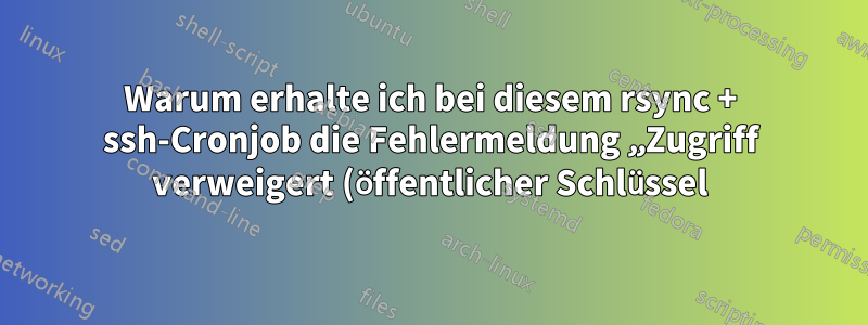 Warum erhalte ich bei diesem rsync + ssh-Cronjob die Fehlermeldung „Zugriff verweigert (öffentlicher Schlüssel)“?