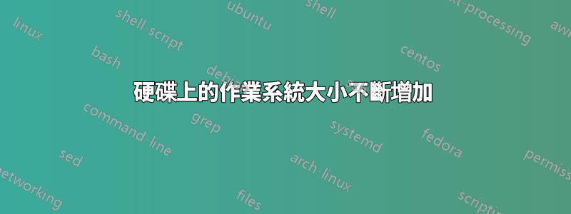 硬碟上的作業系統大小不斷增加