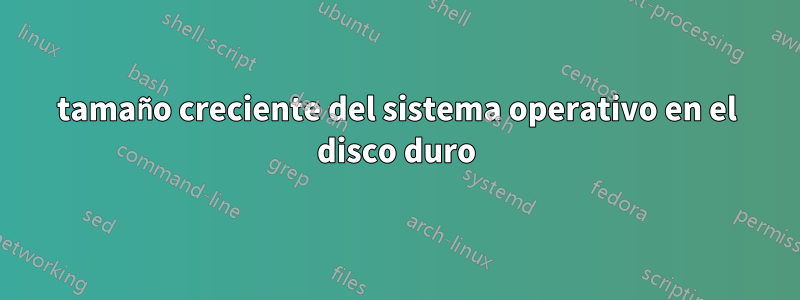 tamaño creciente del sistema operativo en el disco duro