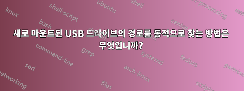 새로 마운트된 USB 드라이브의 경로를 동적으로 찾는 방법은 무엇입니까?