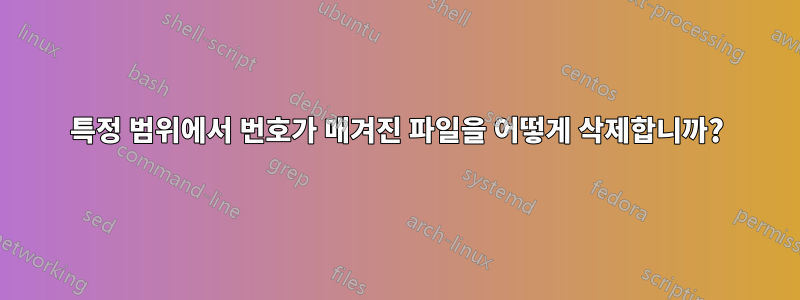 특정 범위에서 번호가 매겨진 파일을 어떻게 삭제합니까?