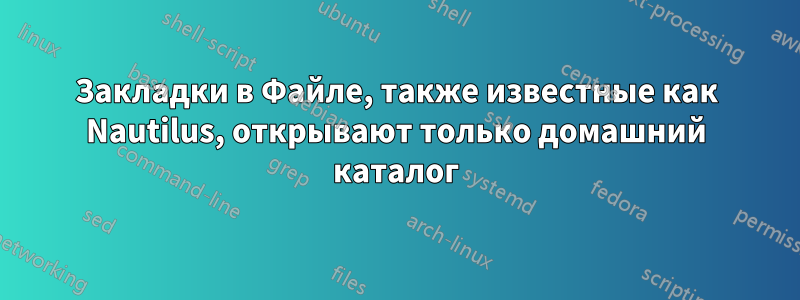 Закладки в Файле, также известные как Nautilus, открывают только домашний каталог