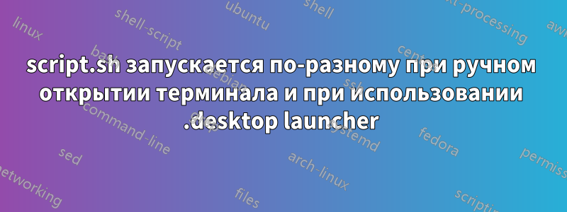 script.sh запускается по-разному при ручном открытии терминала и при использовании .desktop launcher