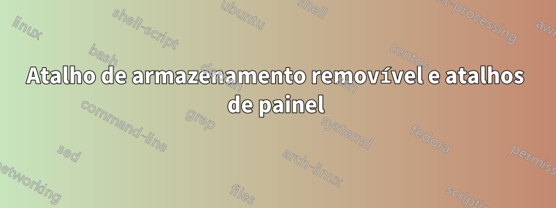 Atalho de armazenamento removível e atalhos de painel