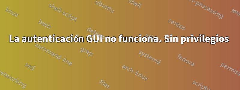 La autenticación GUI no funciona. Sin privilegios