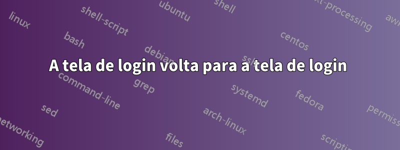 A tela de login volta para a tela de login