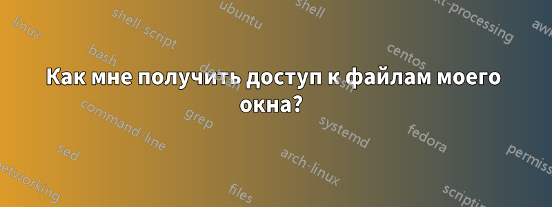 Как мне получить доступ к файлам моего окна? 