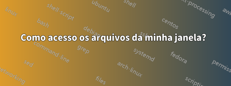 Como acesso os arquivos da minha janela? 