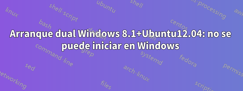 Arranque dual Windows 8.1+Ubuntu12.04: no se puede iniciar en Windows