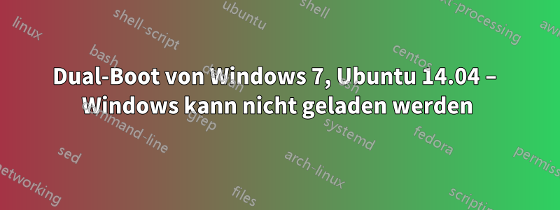 Dual-Boot von Windows 7, Ubuntu 14.04 – Windows kann nicht geladen werden