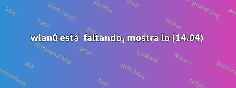 wlan0 está faltando, mostra lo (14.04)