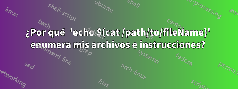 ¿Por qué 'echo $(cat /path/to/fileName)' enumera mis archivos e instrucciones?