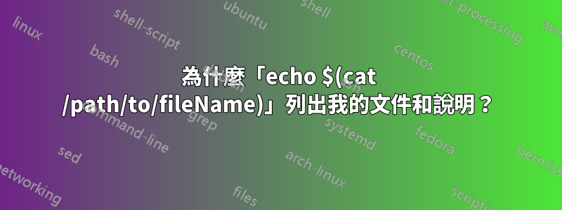 為什麼「echo $(cat /path/to/fileName)」列出我的文件和說明？