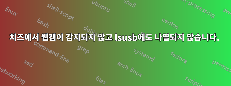 치즈에서 웹캠이 감지되지 않고 lsusb에도 나열되지 않습니다.