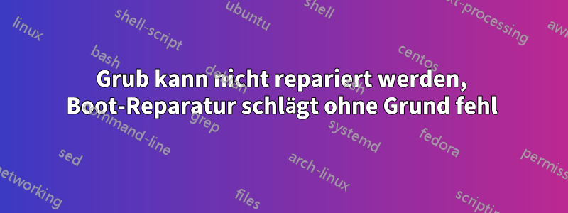 Grub kann nicht repariert werden, Boot-Reparatur schlägt ohne Grund fehl