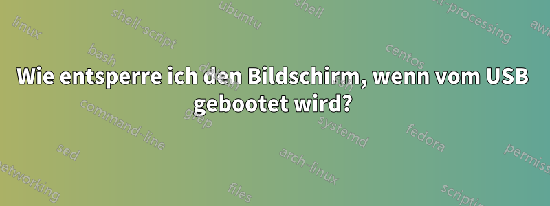 Wie entsperre ich den Bildschirm, wenn vom USB gebootet wird?