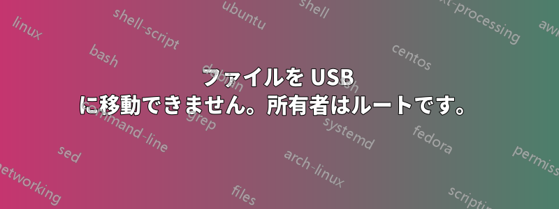 ファイルを USB に移動できません。所有者はルートです。