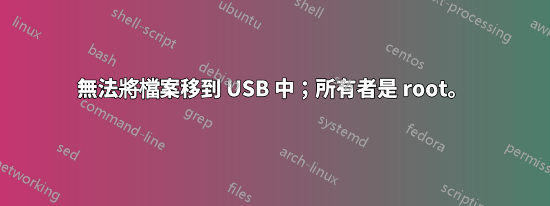 無法將檔案移到 USB 中；所有者是 root。