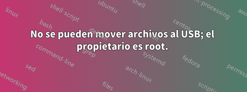 No se pueden mover archivos al USB; el propietario es root.