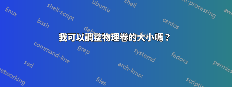 我可以調整物理卷的大小嗎？