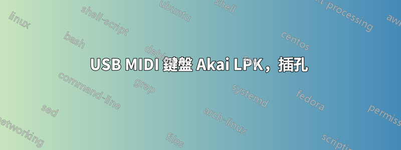 USB MIDI 鍵盤 Akai LPK，插孔