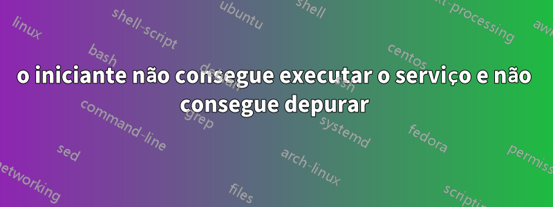 o iniciante não consegue executar o serviço e não consegue depurar