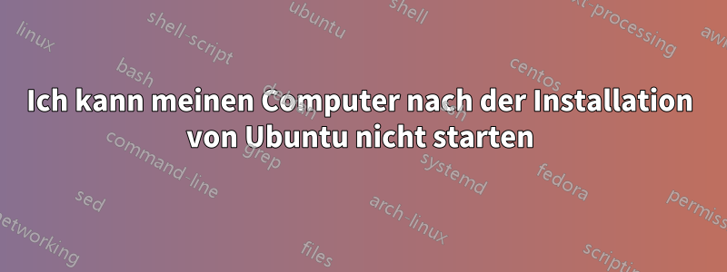 Ich kann meinen Computer nach der Installation von Ubuntu nicht starten