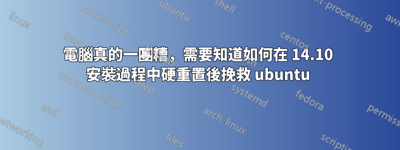 電腦真的一團糟，需要知道如何在 14.10 安裝過程中硬重置後挽救 ubuntu