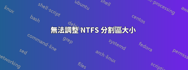 無法調整 NTFS 分割區大小