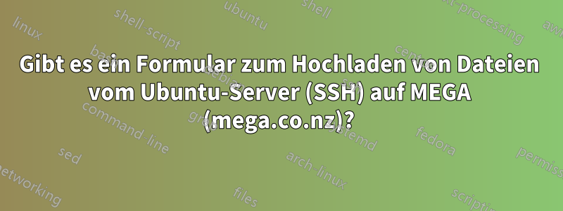 Gibt es ein Formular zum Hochladen von Dateien vom Ubuntu-Server (SSH) auf MEGA (mega.co.nz)?