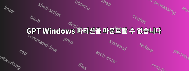 GPT Windows 파티션을 마운트할 수 없습니다