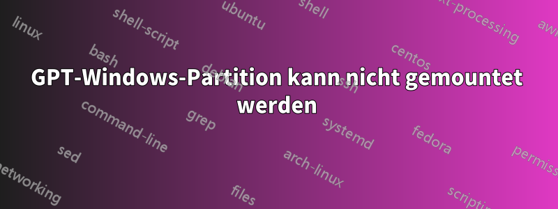 GPT-Windows-Partition kann nicht gemountet werden