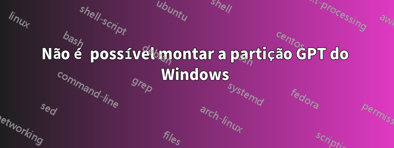 Não é possível montar a partição GPT do Windows
