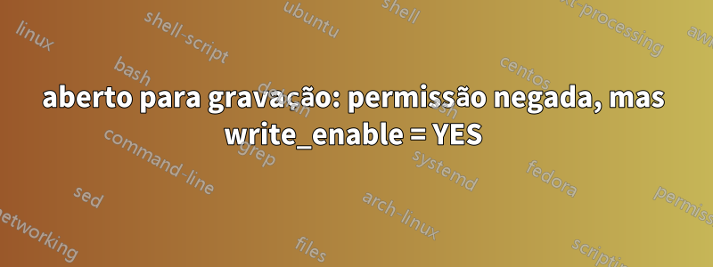 aberto para gravação: permissão negada, mas write_enable = YES
