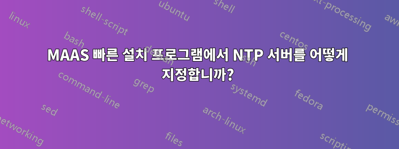 MAAS 빠른 설치 프로그램에서 NTP 서버를 어떻게 지정합니까?