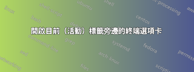 開啟目前（活動）標籤旁邊的終端選項卡