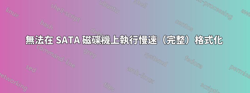 無法在 SATA 磁碟機上執行慢速（完整）格式化
