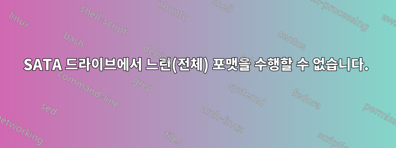SATA 드라이브에서 느린(전체) 포맷을 수행할 수 없습니다.