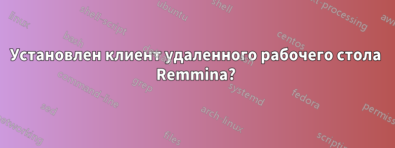 Установлен клиент удаленного рабочего стола Remmina?