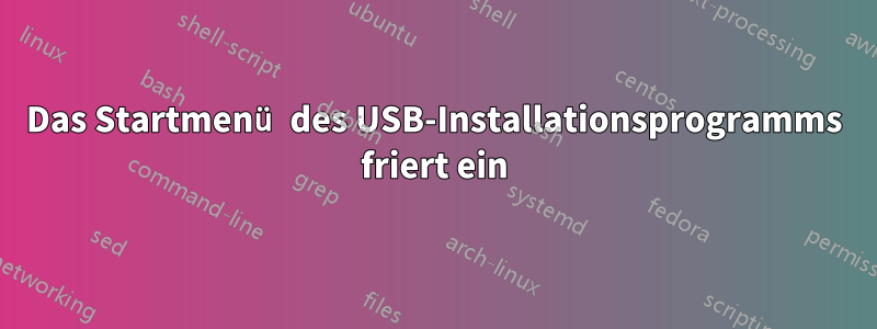 Das Startmenü des USB-Installationsprogramms friert ein