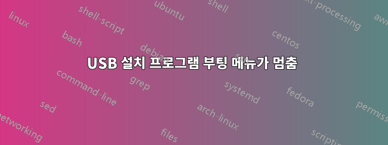 USB 설치 프로그램 부팅 메뉴가 멈춤