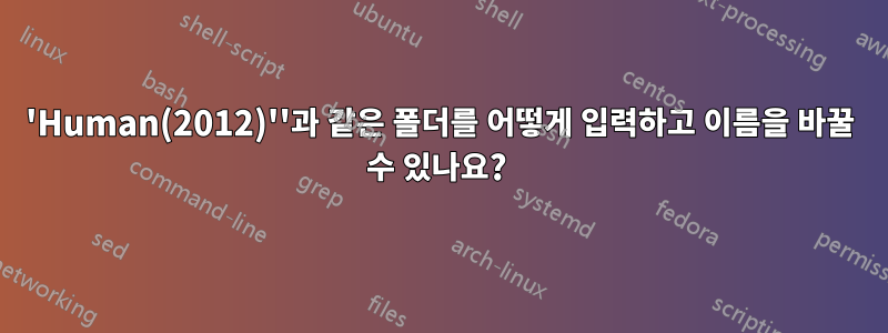 'Human(2012)''과 같은 폴더를 어떻게 입력하고 이름을 바꿀 수 있나요? 