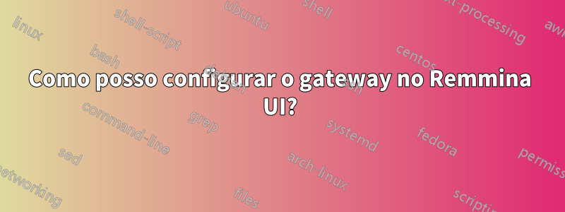 Como posso configurar o gateway no Remmina UI?