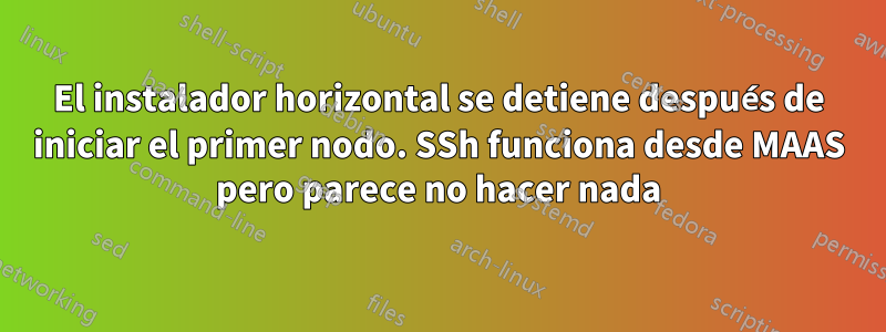 El instalador horizontal se detiene después de iniciar el primer nodo. SSh funciona desde MAAS pero parece no hacer nada